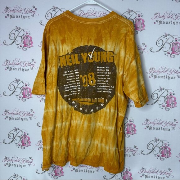 Neil young band tshirt 2008 08’ North American fall tour Tie-Dye orange Yellow - Picture 3 of 6